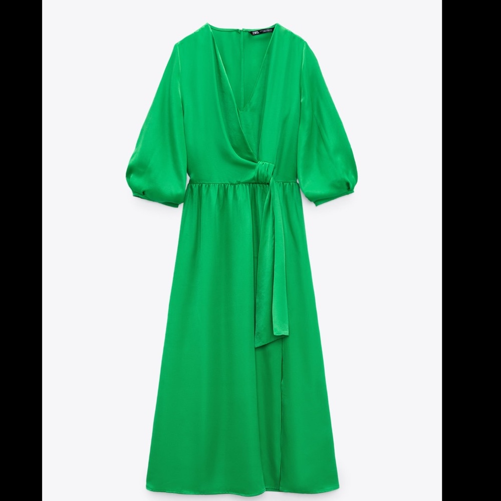 Zara satin effect dress with knot detail